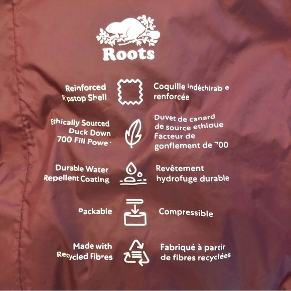 ROOTS Down Fill Winter Coat Puffer Jacket Lightweight Packable Oversized.Medium - Picture 3 of 16